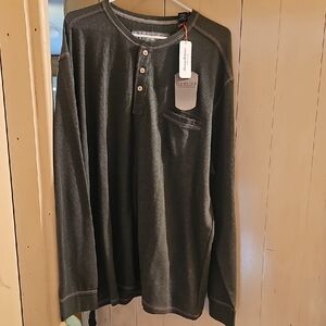 Tommy Bahama Olive Green Long-Sleeve Henley with Chest Pocket